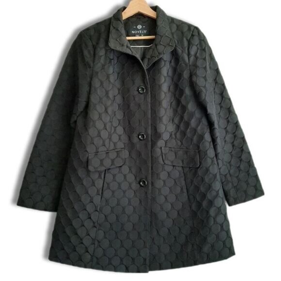 NOVELTI / Textural Tonal Polka Dot Fabric Modern Coat Jacket Sz 8 - Picture 1 of 13